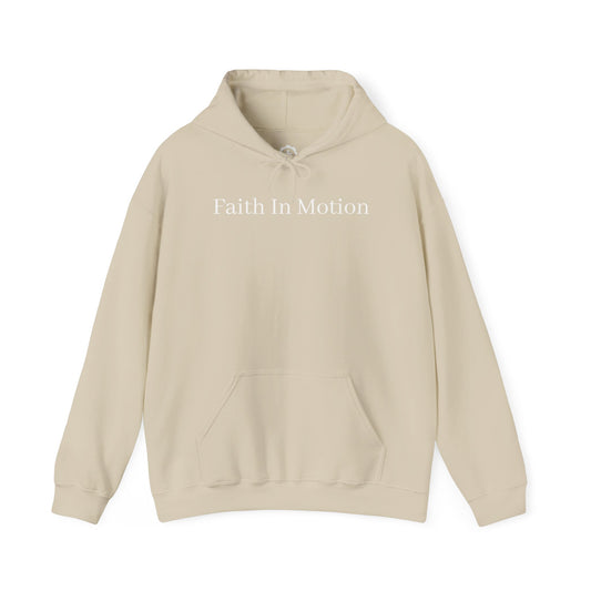 Faith In Motion Hoodie —WHITE ON DARK